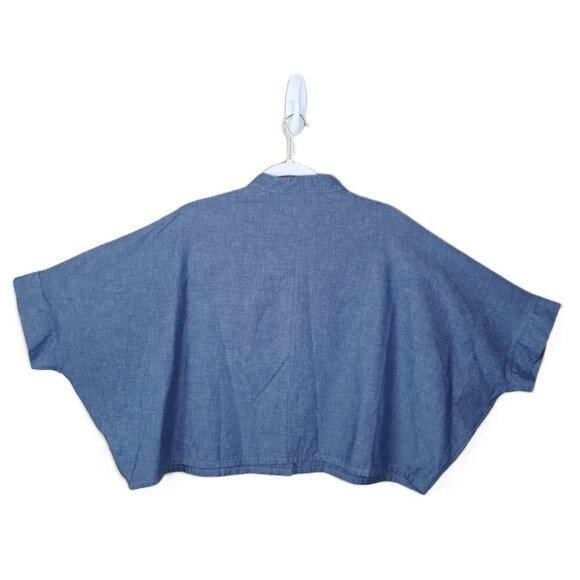 Bryn Walker Boxy Cotton Dolman Sleeve Button Top Lagenlook Beach Vacation Boho - Picture 4 of 9